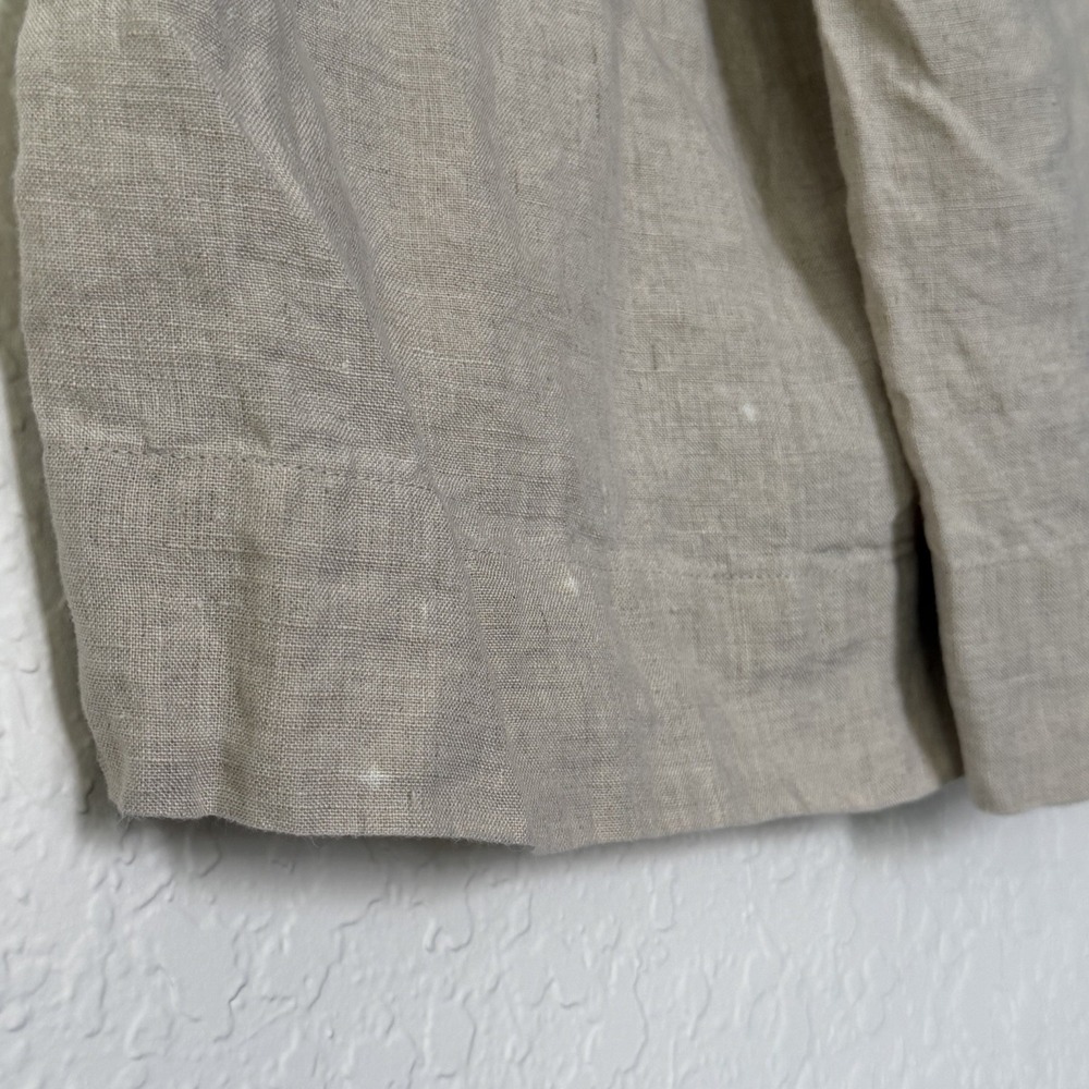 Sundance Womens 100% Linen Pants Size 4 Beige Cropped Wide Leg Pleated Front - Picture 11 of 11